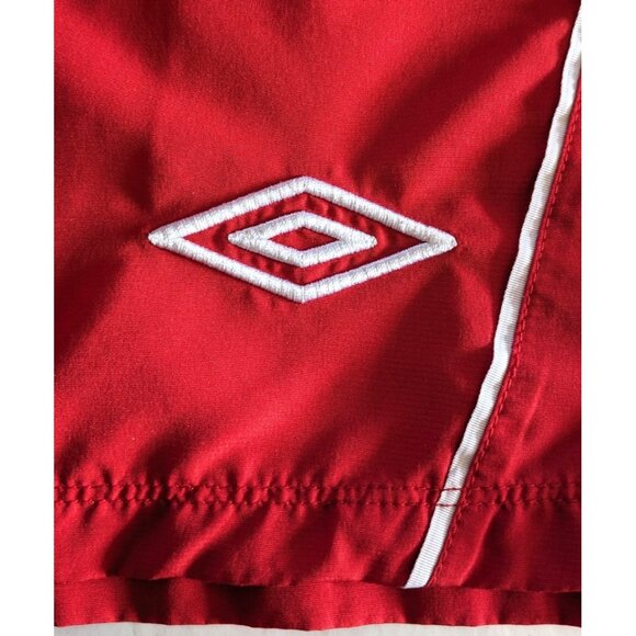 Umbro Men's Inter Soccer Shorts Red Drawstring Mesh Lined Inseam 7 In Logo XL - Picture 8 of 11